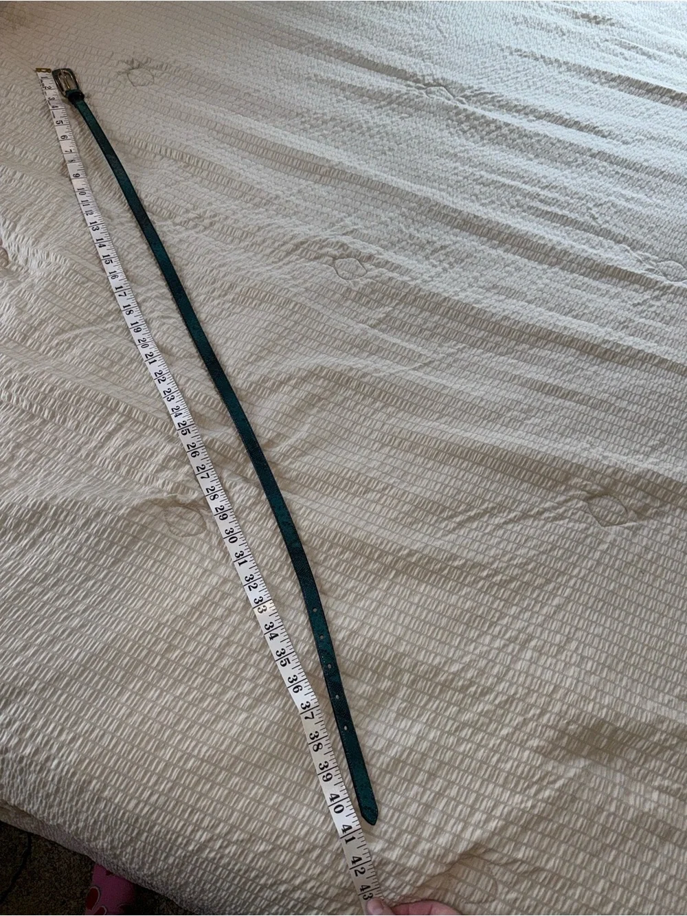 Lodis Vintage Teal Leather Skinny Belt medium